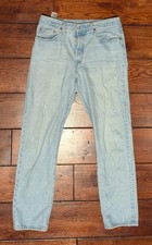 Levi's Premium 501 Straight Leg Jeans Light Blue Denim Button Fly 32 17.25" x31"