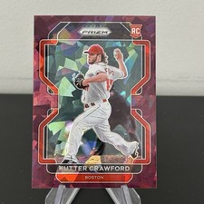 2022 Prizm Kutter Crawford Burgundy Cracked Ice Prizm RC /25 Boston Red Sox Card