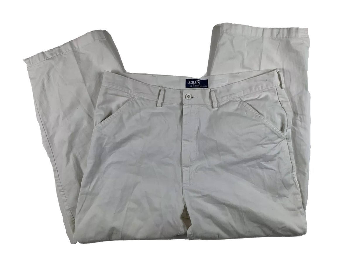 Polo Ralph Lauren Sz 36x30 White Zip Fly Flat Front Men's Pants