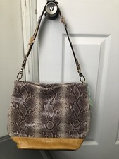 Tous Brown Crocodile Handbag With Yellow Accents And Flower Embellishments