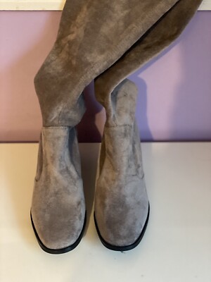 Sol Sana Bianca Gray Over the Knee Faux Suede Thigh High Boho Boots Sz 36 New