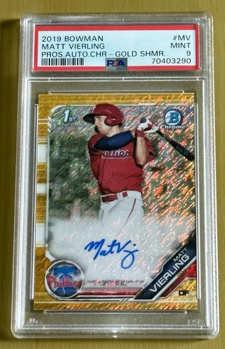 Matt Vierling 2019 Bowman Gold Shimmer Refractor Autograph Rookie RC /50 PSA 9