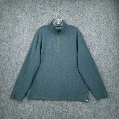 Eddie Bauer Sweater Mens L Large Blue Pullover Long Sleeve 1/4