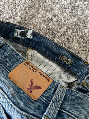 American Eagle Boy’s Youth Jeans Size 12 Slim Adjustable Waist Loose Leg EUC - Picture 5 of 7