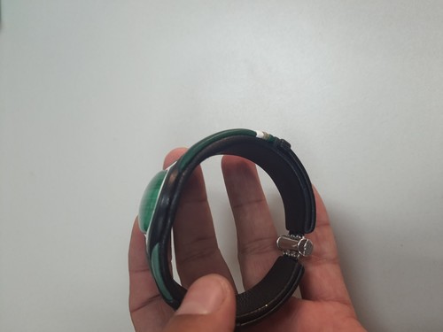 Vintage Malachite Leather Braslet - Picture 14 of 15