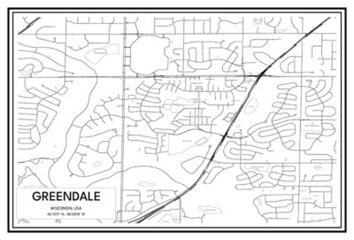 Greendale, WI, USA - Modern Minimalist Street Map Poster