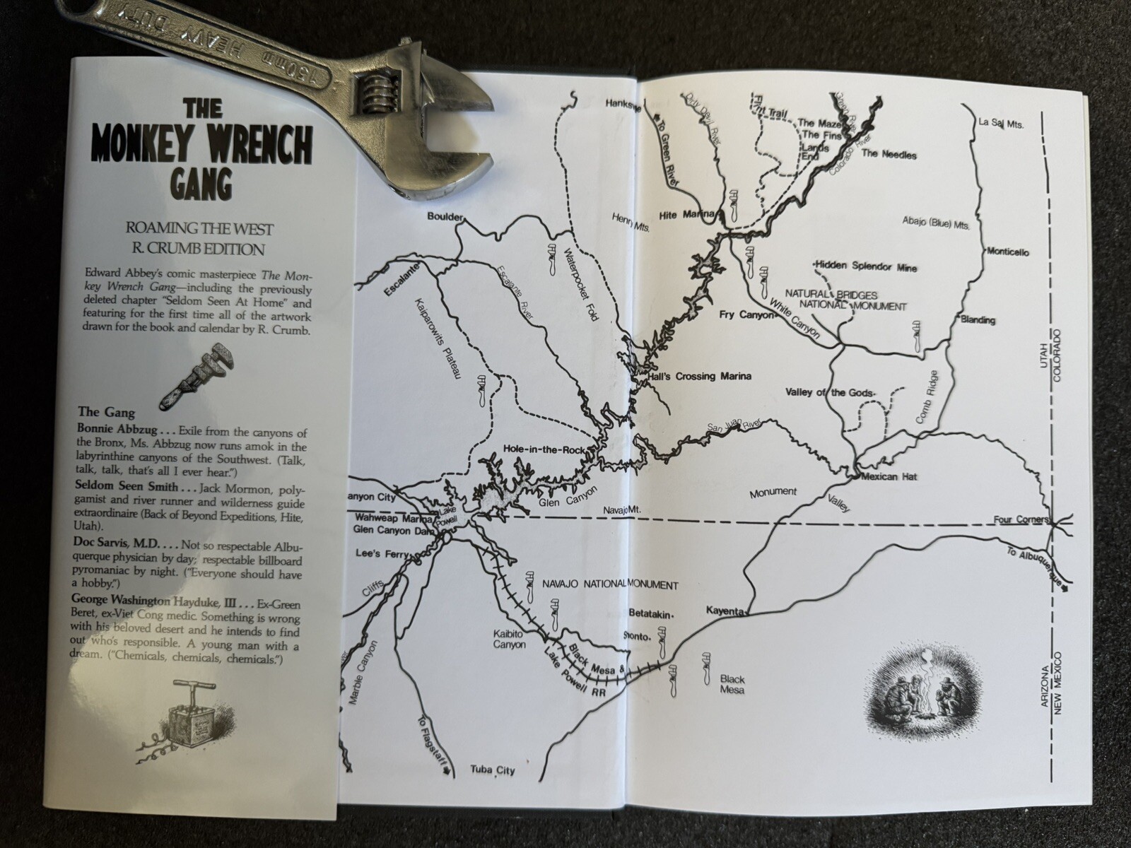 THE MONKEY WRENCH GANG, EDWARD ABBEY, R CRUMB Illus. + Matching Canvas