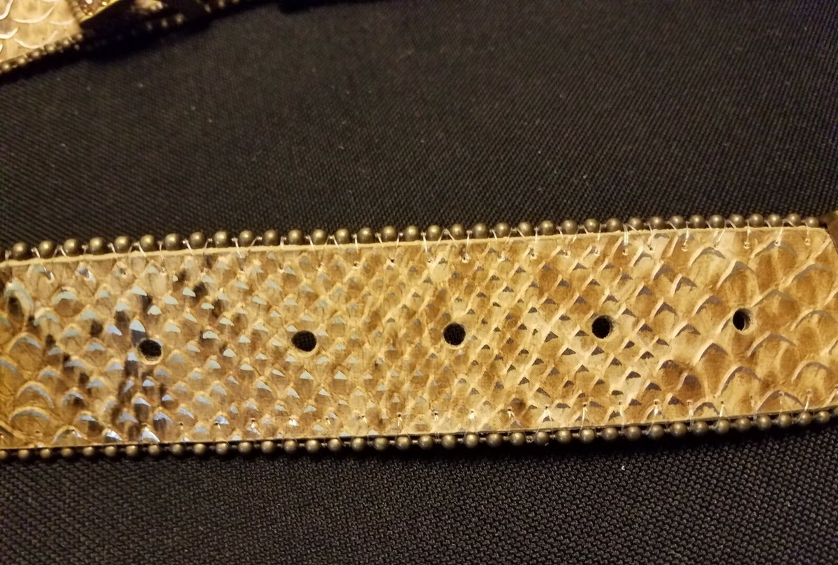 Chico\'s Belt Statement Studded Plastic Rhinestone Faux Snakeskin Silver 37.5 In. NWOT Chico main image 3