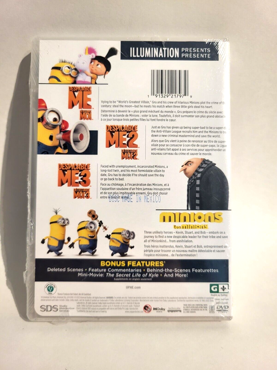 DVD Box set 4 Movie Collection Despicable me 1 2 & 3 Minions Boxed