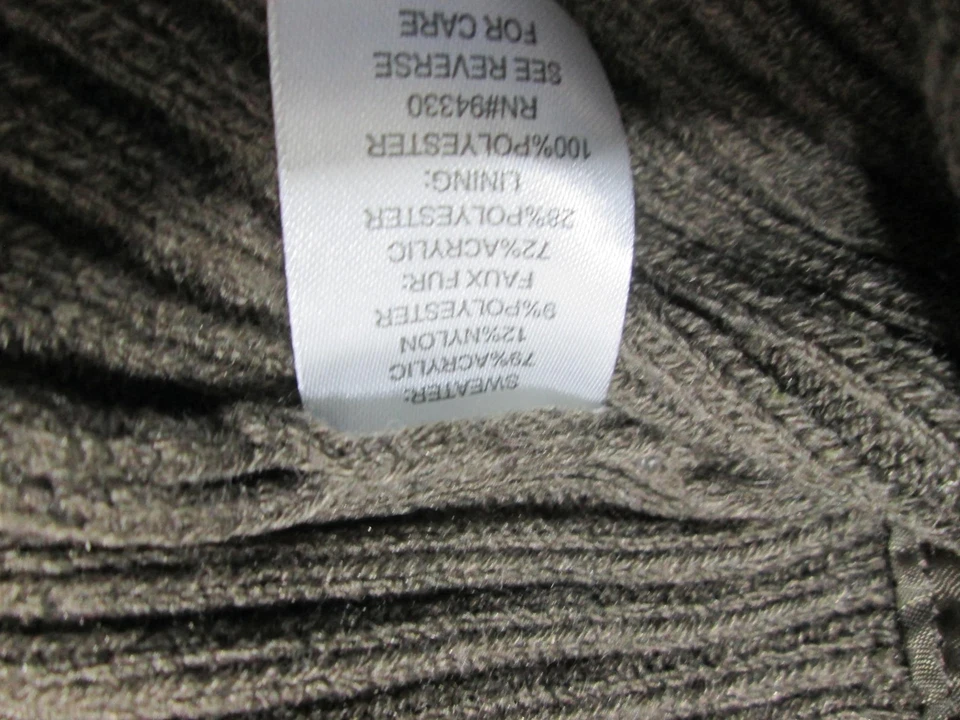 Chaleco Suéter Cremallera Completa Para Mujer Talla M Marrón Imitación Piel Frontal Cálido Informal Foto 4 de 4