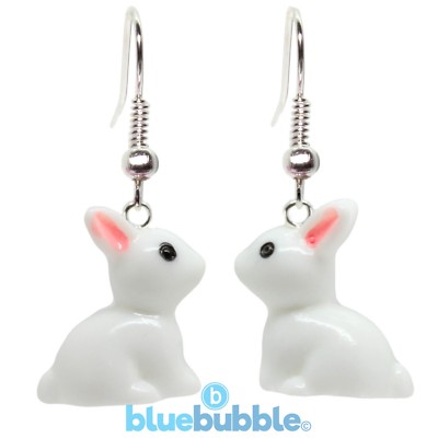 Bluebubble BUDDY THE BUNNY Rabbit Earrings Cute Lucky Charm Retro Easter Animal 