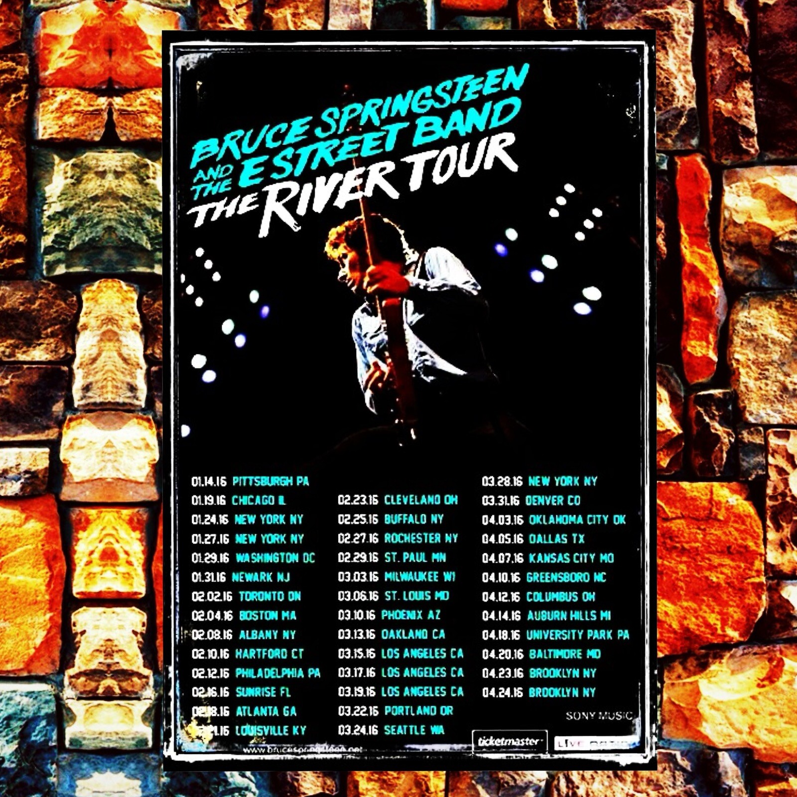 BRUCE SPRINGSTEEN AND E STREET BAND THE RIVER TOUR TIN METAL POSTER ...