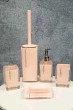 Hot Pink Austrian Crystals 6 Piece Chic Bathroom Vanity Accessories Gift Set