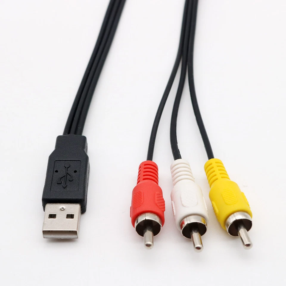 25cm 3 RCA Male to USB A Male Video Cable Television Audio AV Composite Adapter - Image 4 of 4