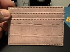 NUDE Slim Faux Leather Credit Card Holder ID Holder Thin Mini Wallet CREAM COLOR