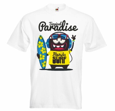 T-Shirt TROPICAL PARADISE FLORIDA SURF SURFEN BEACH SURFBRETT LONGBOARD