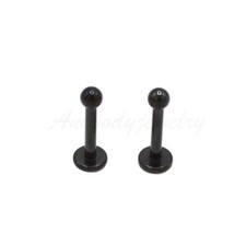 16g 14g Internally Threaded Titanium Black Labret Lip Monroe Cheek Tragus Ring