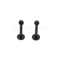 16g 14g Internally Threaded Titanium Black Labret Lip Monroe Cheek Tragus Ring