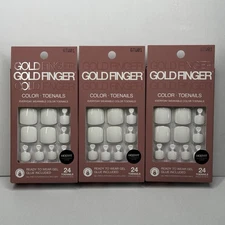 Kiss GoldFinger Press On Toenails GTW01 White Lot Of 3 Pack