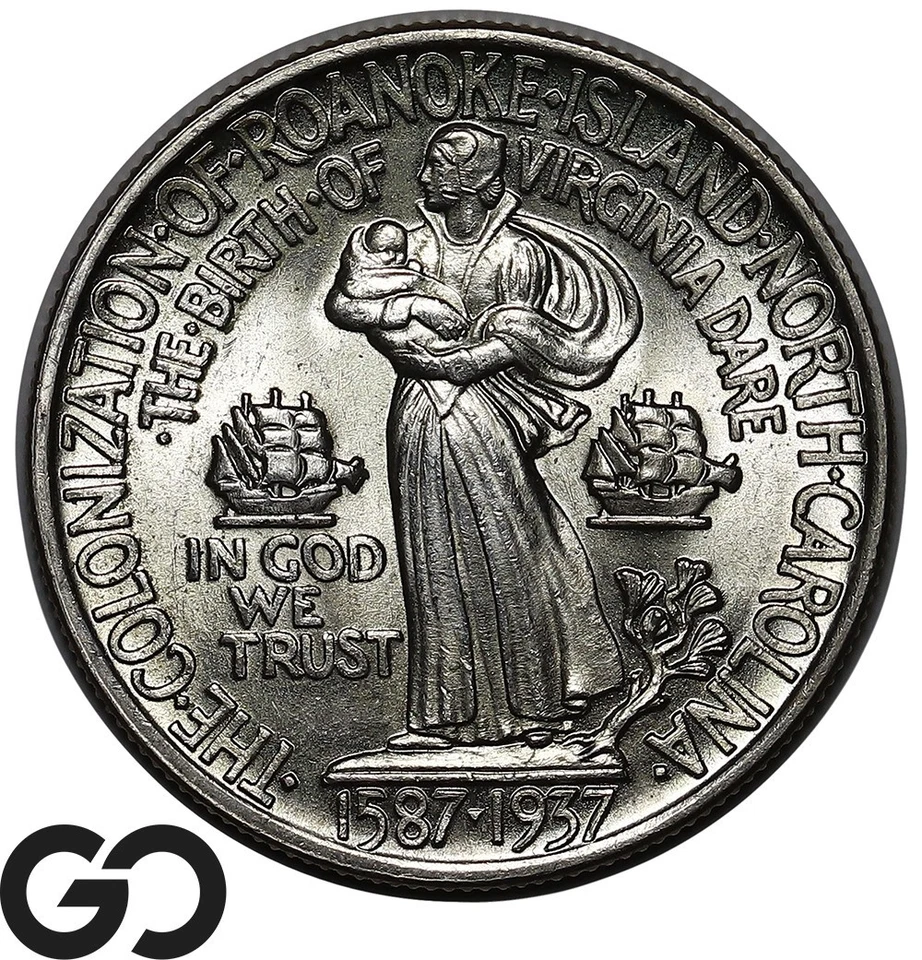 1937 Roanoke Commemorative Half Dollar, Gorgeous Superb Gem BU++ - Image 2 of 3