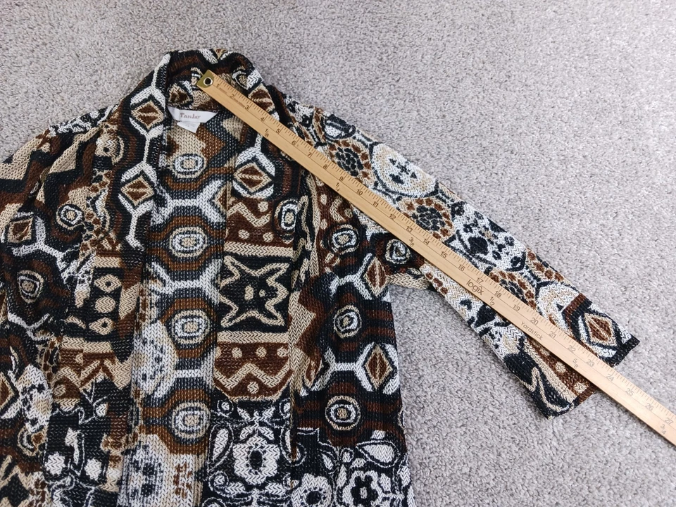 TanJay 2X Womens Sweater Cardigan Brown Geometric Open Front Polyester - Image 4 of 4