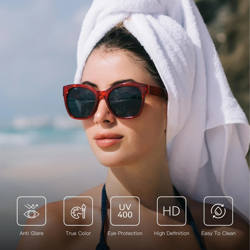 Gafas de sol ZENOTTIC polarizadas mariposa para mujer marco grueso tono UV400 Foto 4 de 4