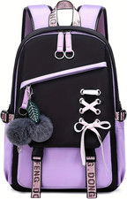 Girls Backpack Color-Blocking Schoolbags For Girls Lightweight Bookbag