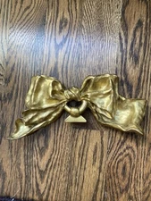 Heavy Metal Gold Gilt Ornate Art Ribbon Bow Wall Decor Accent Chintz