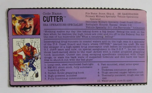 Cutter File Card 1992 Gi Joe Vintage DC