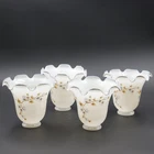 4 Vintage White Milk Glass Dogwood Floral Ceiling Fan Chandelier Light Shades 5"