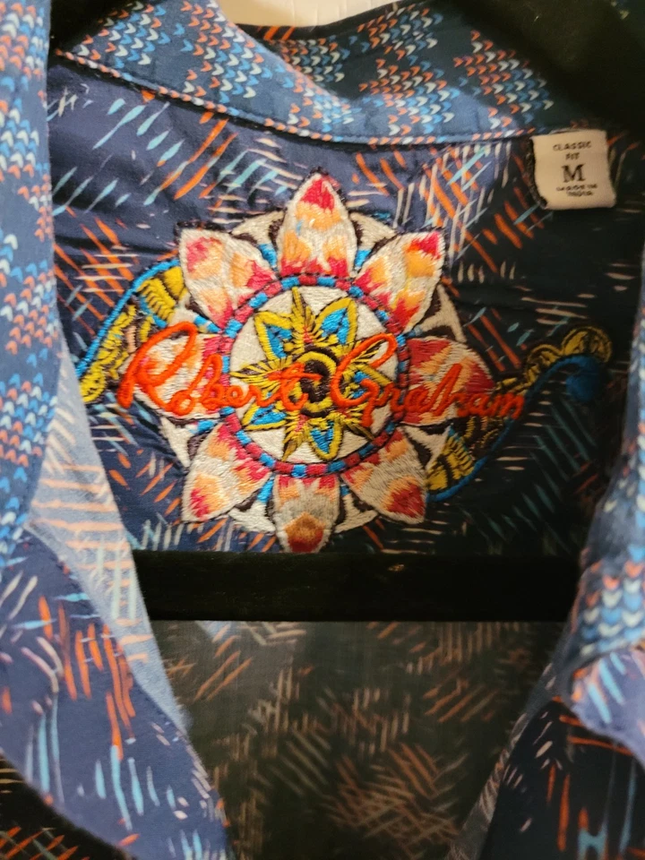 Robert Graham Men's Long Sleeve Medium Shirt Colorful Blue Forward Design - Image 2 of 4