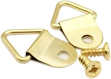 100pc Golden Triangle D-Ring Hanging Picture Frame Hooks Painting Mirror Hangers