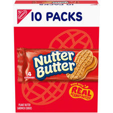 NUTTER BUTTER Peanut Butter Sandwich Cookies, 10 Snack Packs 4 Cookies Per Pack