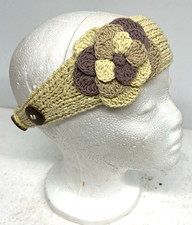 Crocheted Flower Applique Headband by CC Exclusives NWT Ivory