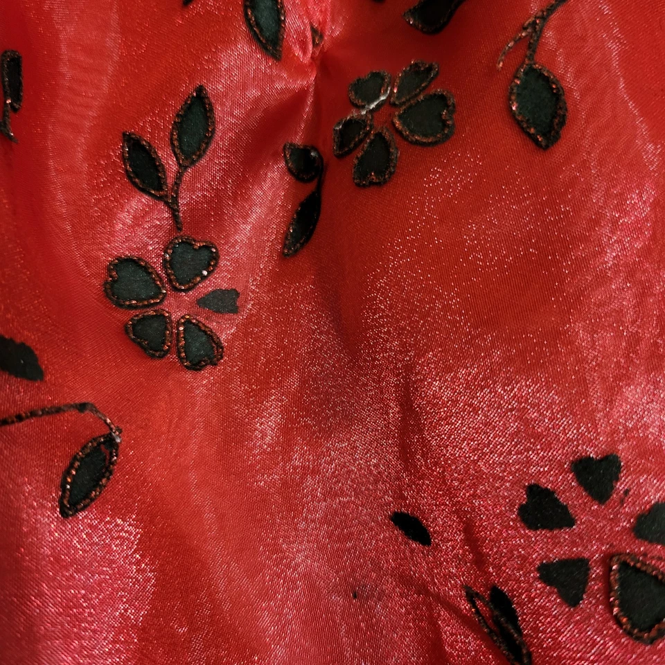 Редкие издания праздник вечеринки платье ребенка ясельного возраста 24 М красный цветочный черный бархат бант - Изображение 4 из 4