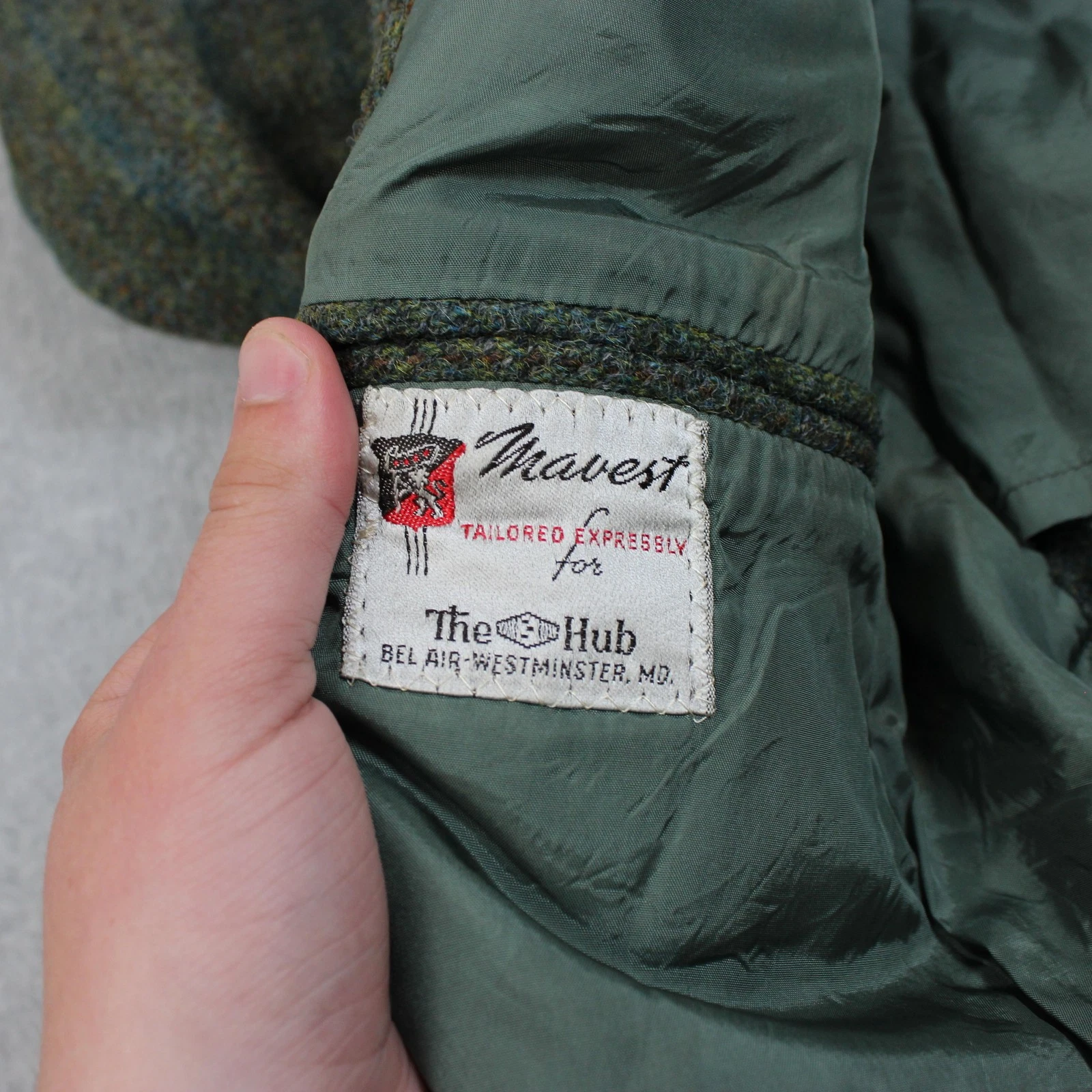 Vintage Harris Tweed Blazer Mens 42 Green Stripe Wool Sport Coat Heritage READ image 4