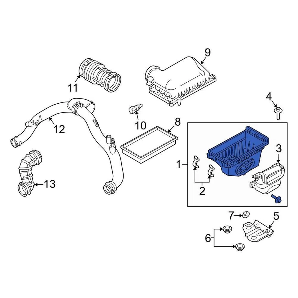 For Lincoln MKS 2010-2016 Lincoln AA5Z9A600B Lower Air Filter Housing Foto 3 de 4