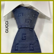 GUCCI logo pattern silk tie made in Italy GG Navy