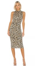 Alice + Olivia Delora Mock Neck Fitted Dress Leopard Stretch Size 2 NWOT
