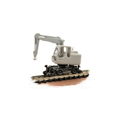 Zweiwegebagger grau mit Haken "Hubzwerg", Spur N, unbemalt, starr, Gleisbagger
