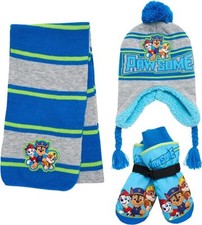 Nickelodeon Boys Paw Patrol Winter Hat Set, 3 Piece Beanie, Ski Mittens, Scarf