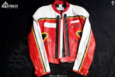 🔥Usher Raymond Dolce and Gabbana D&G Red Leather Biker Cafe Racer