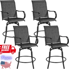 Patio Swivel Barstools Outdoor Chairs Set of 4, High Bistro Stools Outdoor Furni