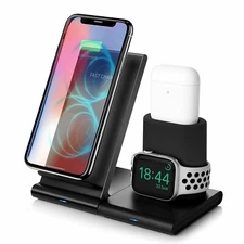 3 in 1 Fast Wireless 7.5W Charging Stand Pad for iPhone, Apple Watch, Air Pods