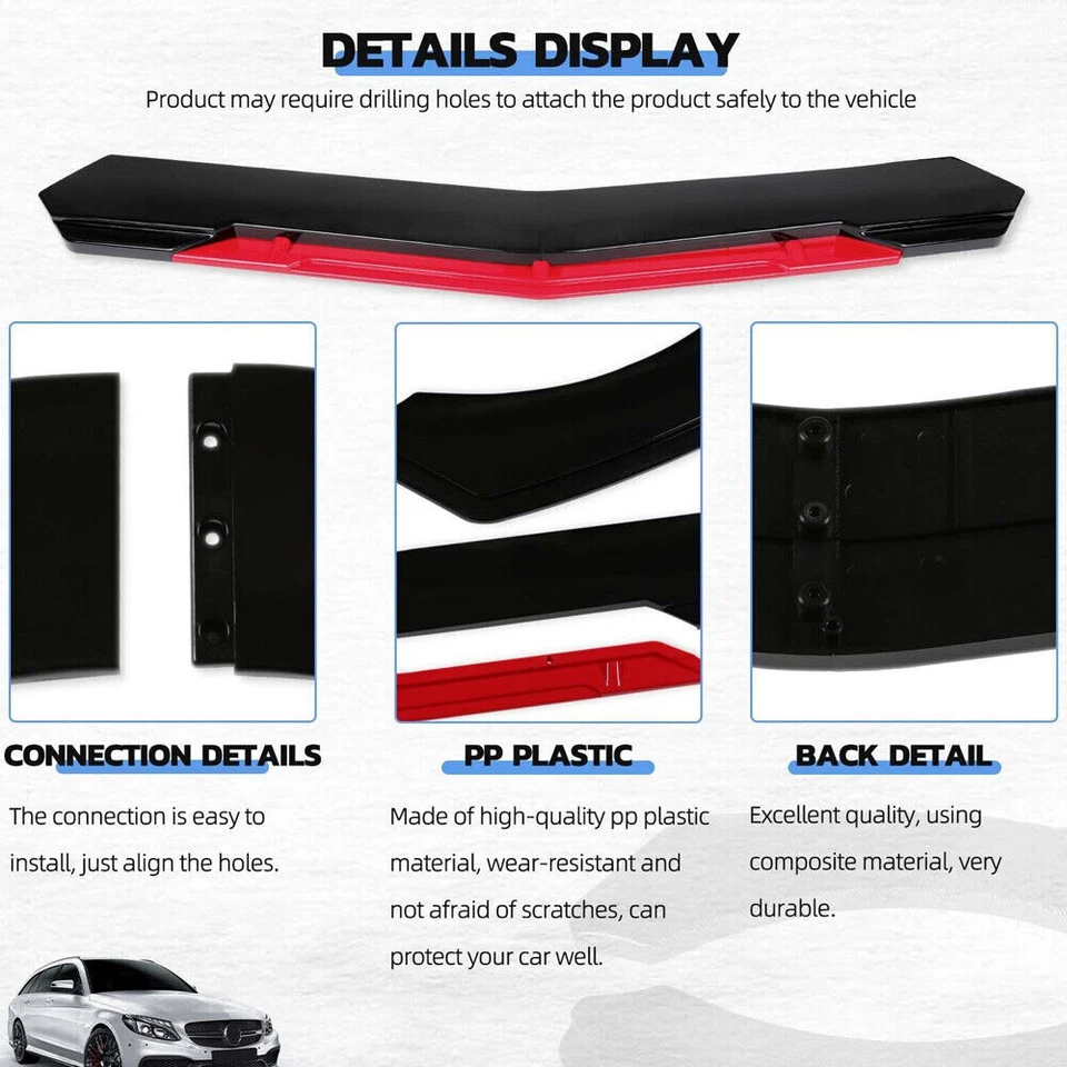 For Dodge Challenger Front Bumper Red Lip Splitter Spoiler Black+Red Body Kit Foto 3 de 4
