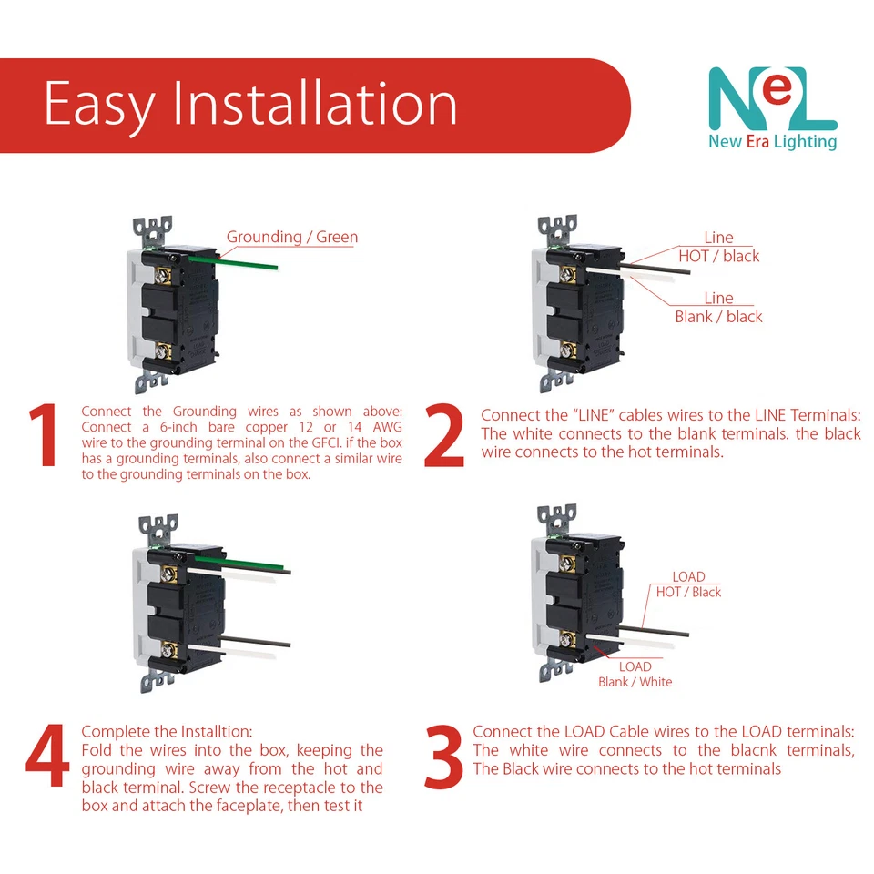 15A/20A GFCI GFI Safety Outlet Receptacle, Tamper and Weather Resistant, White - Image 3 of 4