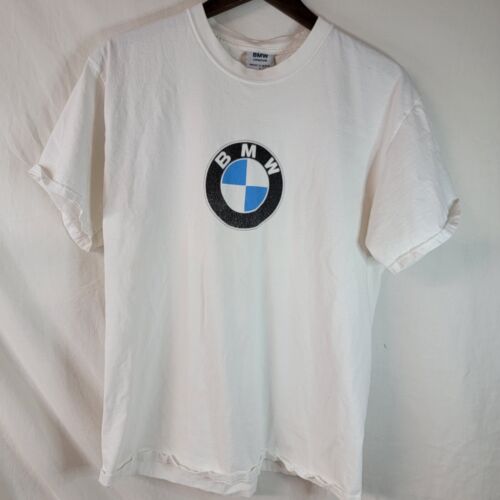 Vtg Official BMW Shirt Mens Large White BMW Logo Graphic Made in the USA - Picture 1 of 13