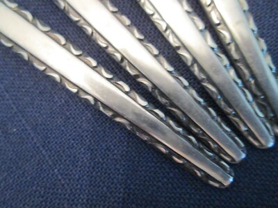 SET 4 SALAD FORKS! Vintage JAPAN stainless: CLASSIC BORDER pattern