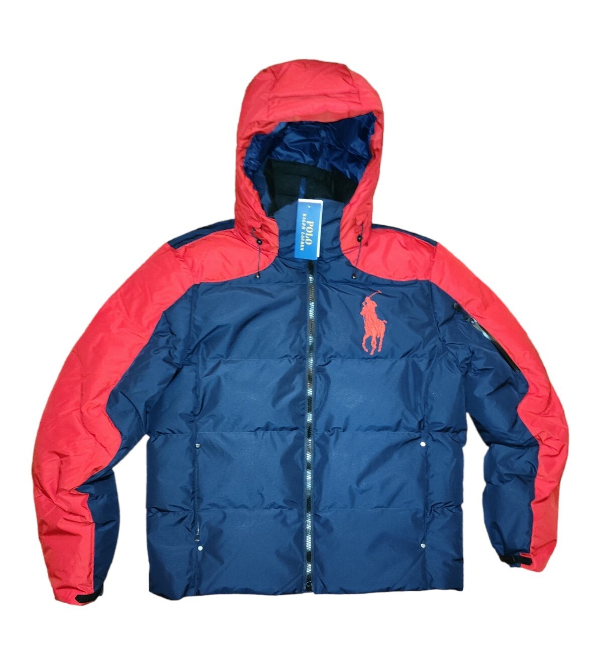POLO Ralph Lauren UOMO grande pony giacca tampone cappotto a bolle blu navy rosso