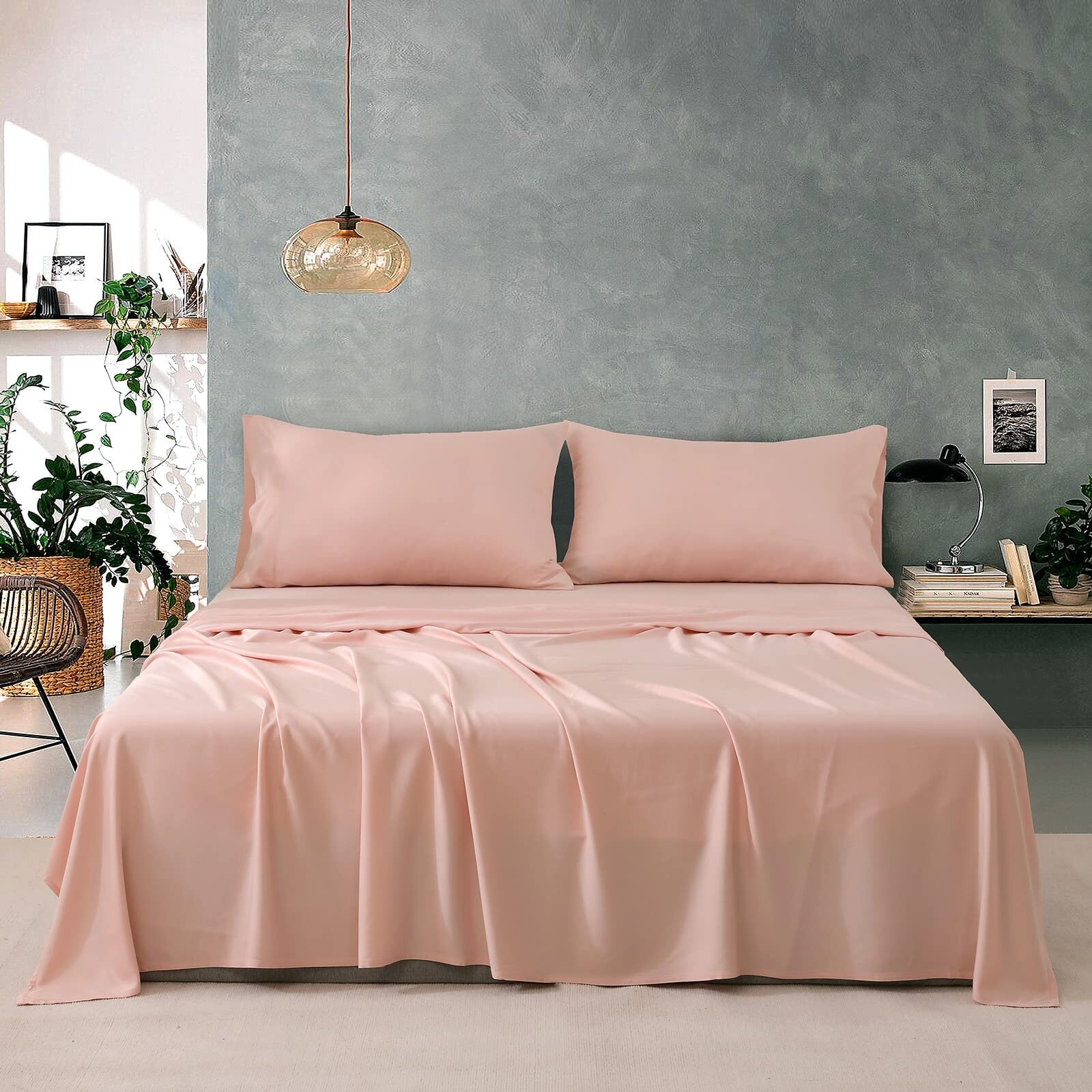 NATUREFIELD Twin Cooling Bamboo Rayon Bed Sheets Set 3pc-image